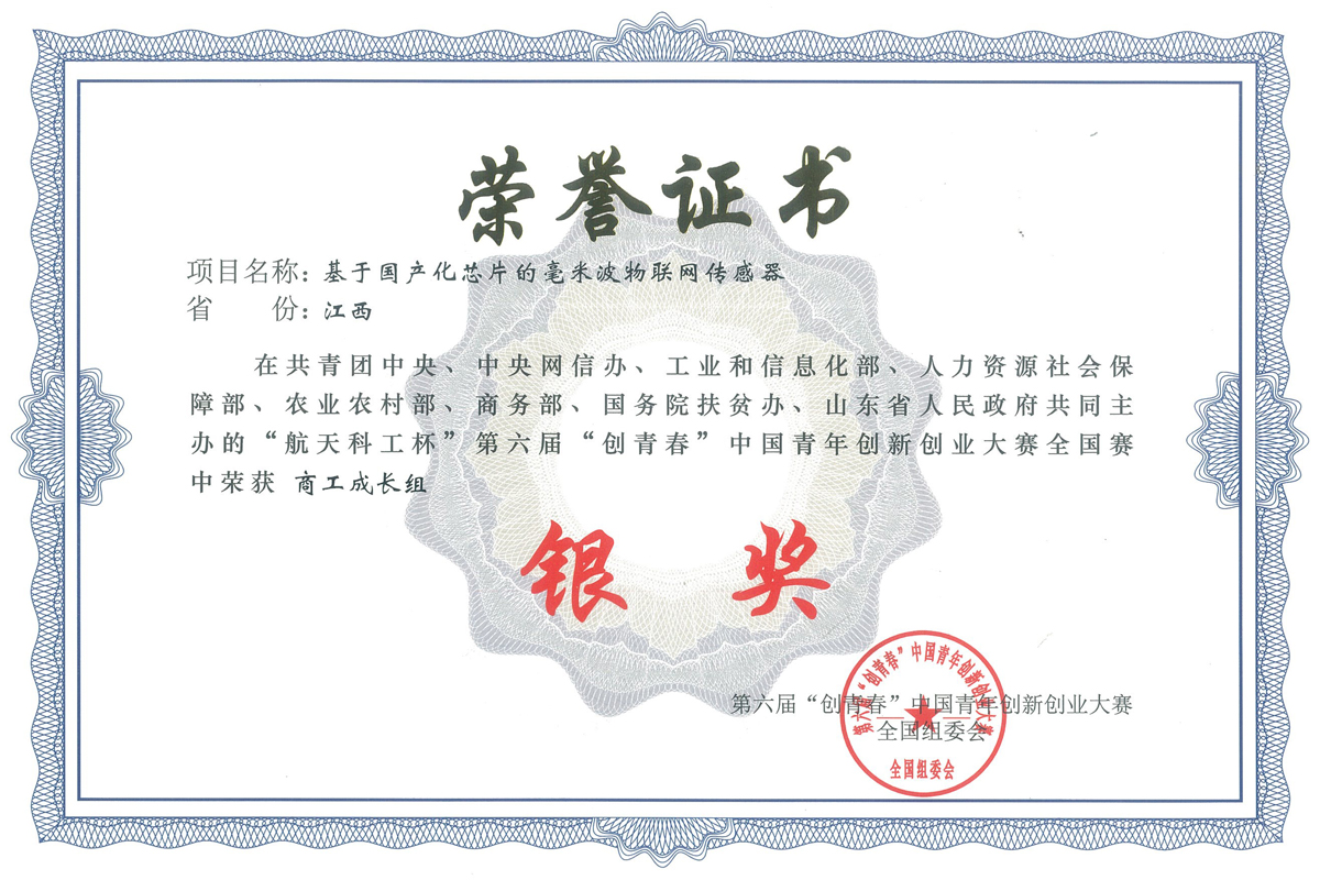 第六屆創青春中國青年創新創業大賽銀獎